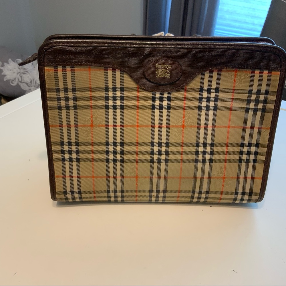 Burberry Tan Plaid Clutch Bag